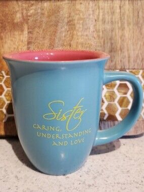 Sister Mug Coffee Tea Cup Blue Pink Yellow Pastel Bible Verses Psalm 51:13-14